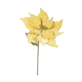 Embossed Velvet Poinsettia Flower 22" Set of 6 Gold