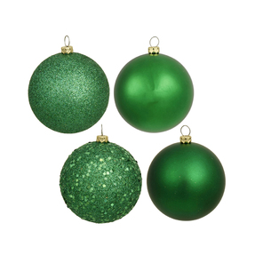 Green Ball Ornaments 1" Assorted Finish Set of 36