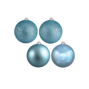 Ice Blue Ball Ornaments 1" Assorted Finish Set of 36