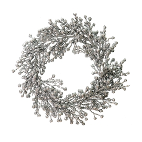 Outdoor Glitter Wreath 22" Silver