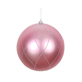 Noelle Ball Ornament 4" Set of 4 Pink