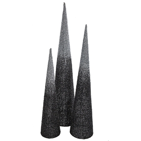 4' Ombre Glitter Cone Tree Black/Silver