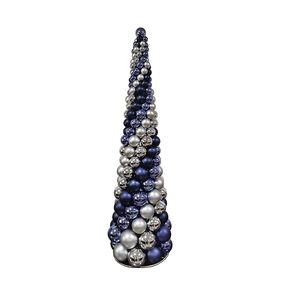 7' Ornament Cone Tree Blue/Silver
