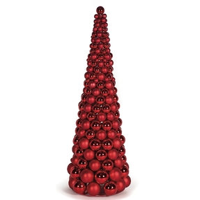 5' Ornament Cone Tree Red