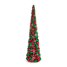 7' Ornament Cone Tree Red/Green