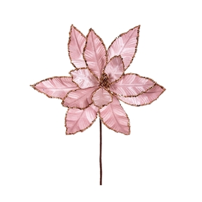 Velvet & Sequin Poinsettia Flower 24" Set of 3 Pink
