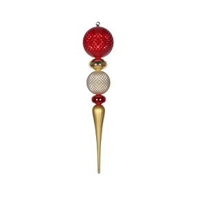 Eva Giant Finial 33" Red/Gold/Champagne