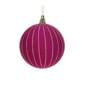 Paris Velvet Ball Ornament 4" Set of 3 Raspberry