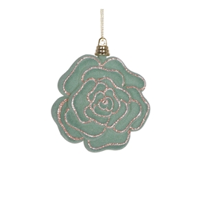 Paris Velvet Flower Ornament 4" Set of 4 Jade