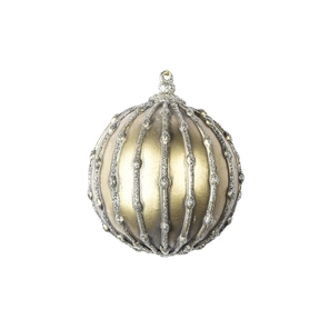 Pearl Ball Ornament 5" Set of 2 Antique Gold