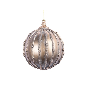 Pearl Ball Ornament 5" Set of 3 Taupe