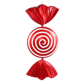 Bonbon Ornament 37" Red Swirl