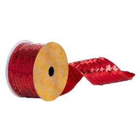 Piano Sequin Ribbon 2.5" Red