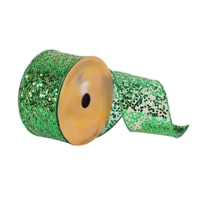 Sequin Mesh Ribbon 2.5" Green