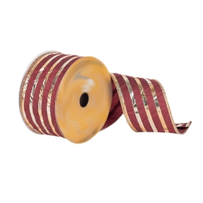 Metallic Stripe Ribbon 2.5" Burgundy