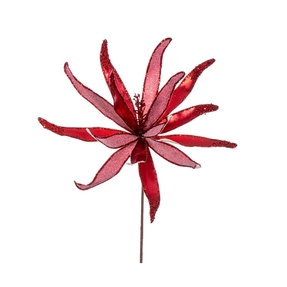Metallic Sparkly Star Flower 24" Set of 2 Red