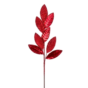 Metallic Magnolia Leaf Spray 27.5" Set of 3 Red