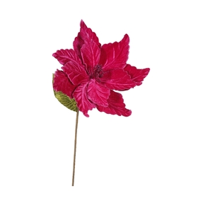 Embossed Velvet Poinsettia Flower 22" Set of 6 Raspberry