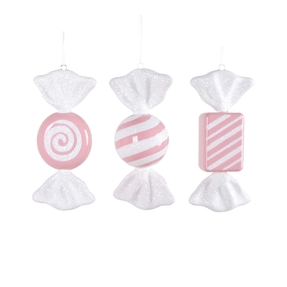 Sugar Candy Ornament Set 7.5" Pink