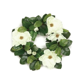 White Magnolia Wreath 20"