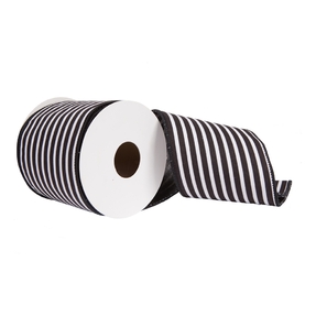 Striped Ribbon 4" Black/White