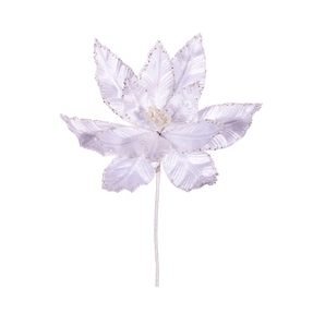Velvet & Sequin Poinsettia Flower 24" Set of 3 White