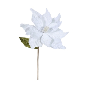 Embossed Velvet Poinsettia Flower 22" Set of 6 White