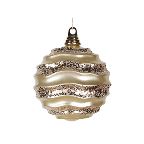 Wave Ball Ornament 6" Set of 4 Champagne