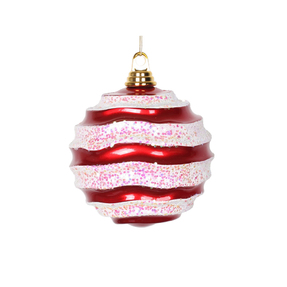 Wave Ball Ornament 6" Set of 4 Peppermint