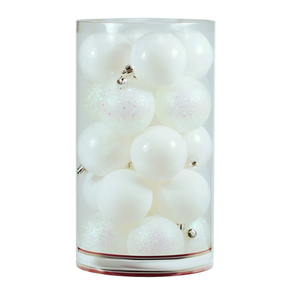 White Ball Ornaments 8" Assorted Finish Set of 4
