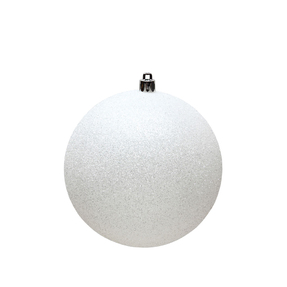 White Ball Ornaments 6" Glitter Set of 4