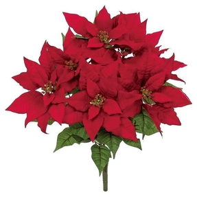 Star Poinsettia Flowers 23" Set of 4 Red