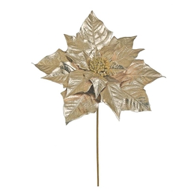 Metallic Jumbo Poinsettia Flower 21" Set of 6 Rose Gold