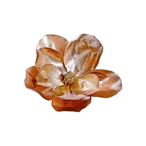 Clip On Metallic Magnolia Flower 8" Set of 12 Rose Gold