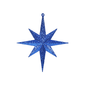 Large Christmas Glitter Star 15.75" Set of 2 Blue