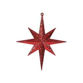 Small Christmas Glitter Star 8" Set of 4 Red