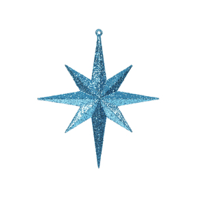 Small Christmas Glitter Star 8" Set of 4 Teal