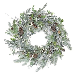 Silver Spruce & Berry Wreath 24"