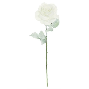Frosted Winter Rose Flower 26" Set of 6 White