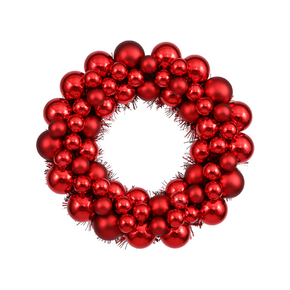Christmas Ball Ornament Wreath 12" Set of 2 Red