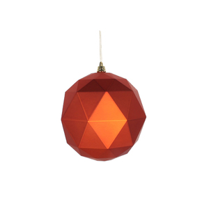 Aria Geometric Sphere Ornament 6" Set of 4 Burnished Orange Matte