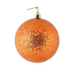 Burnished Orange Ball Ornaments 4" Brush Finish Set of 6