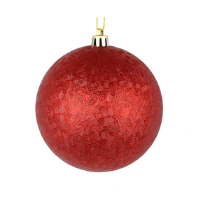 Red Ball Ornaments 4" Brush Finish Set of 6