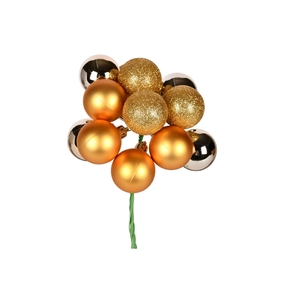 Gold Ball Ornament Cluster 12" Mixed Finish Set of 4