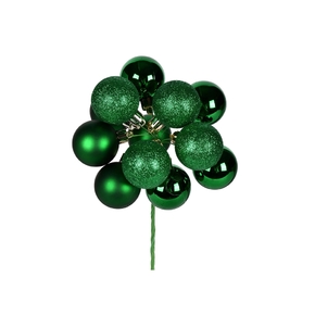 Green Ball Ornament Cluster 12" Mixed Finish Set of 4