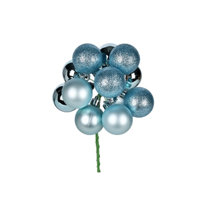 Ice Blue Ball Ornament Cluster 12" Mixed Finish Set of 4