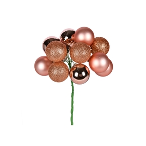 Rose Gold Ball Ornament Cluster 12" Mixed Finish Set of 4