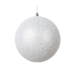 Silver Ball Ornaments 4" Snowy Finish Set of 4