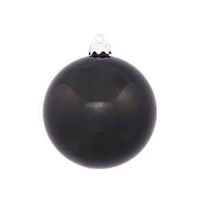 Black Ball Ornaments 5" Shiny Set of 4
