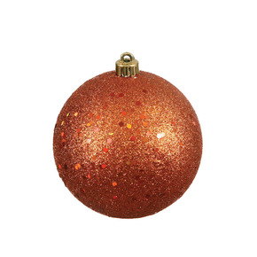 Burnished Orange Ball Ornaments 6" Sequin Set of 4